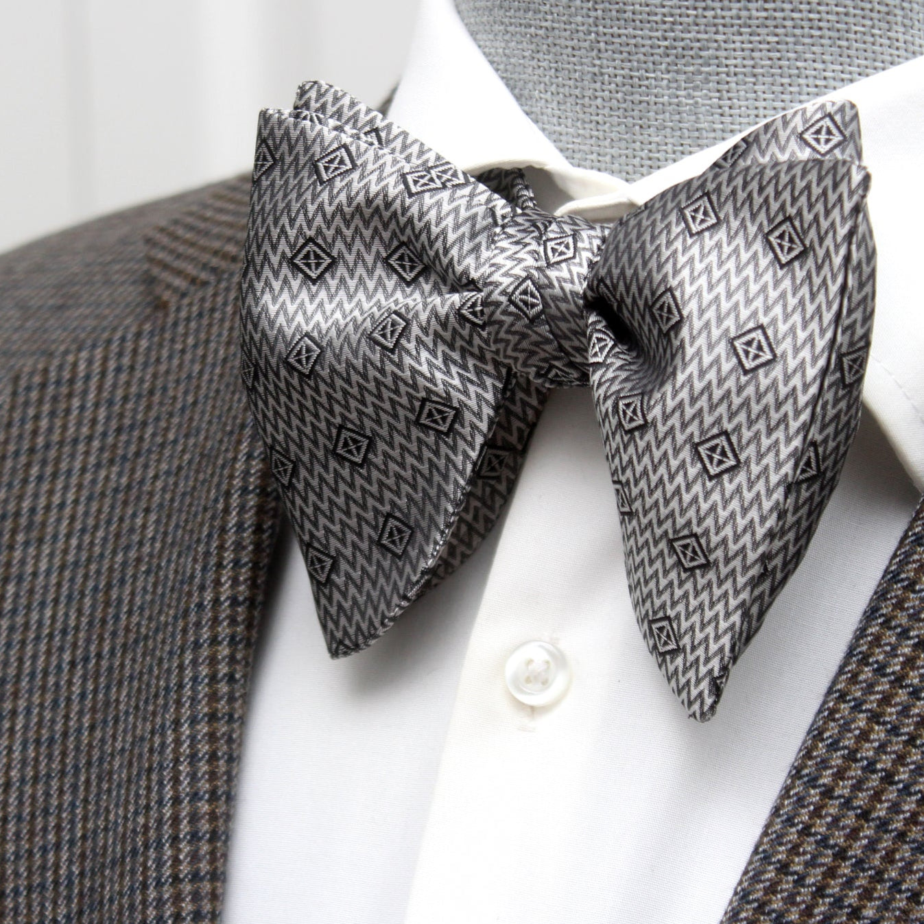 Grey Big Butterfly Silk Bow Tie Ornament
