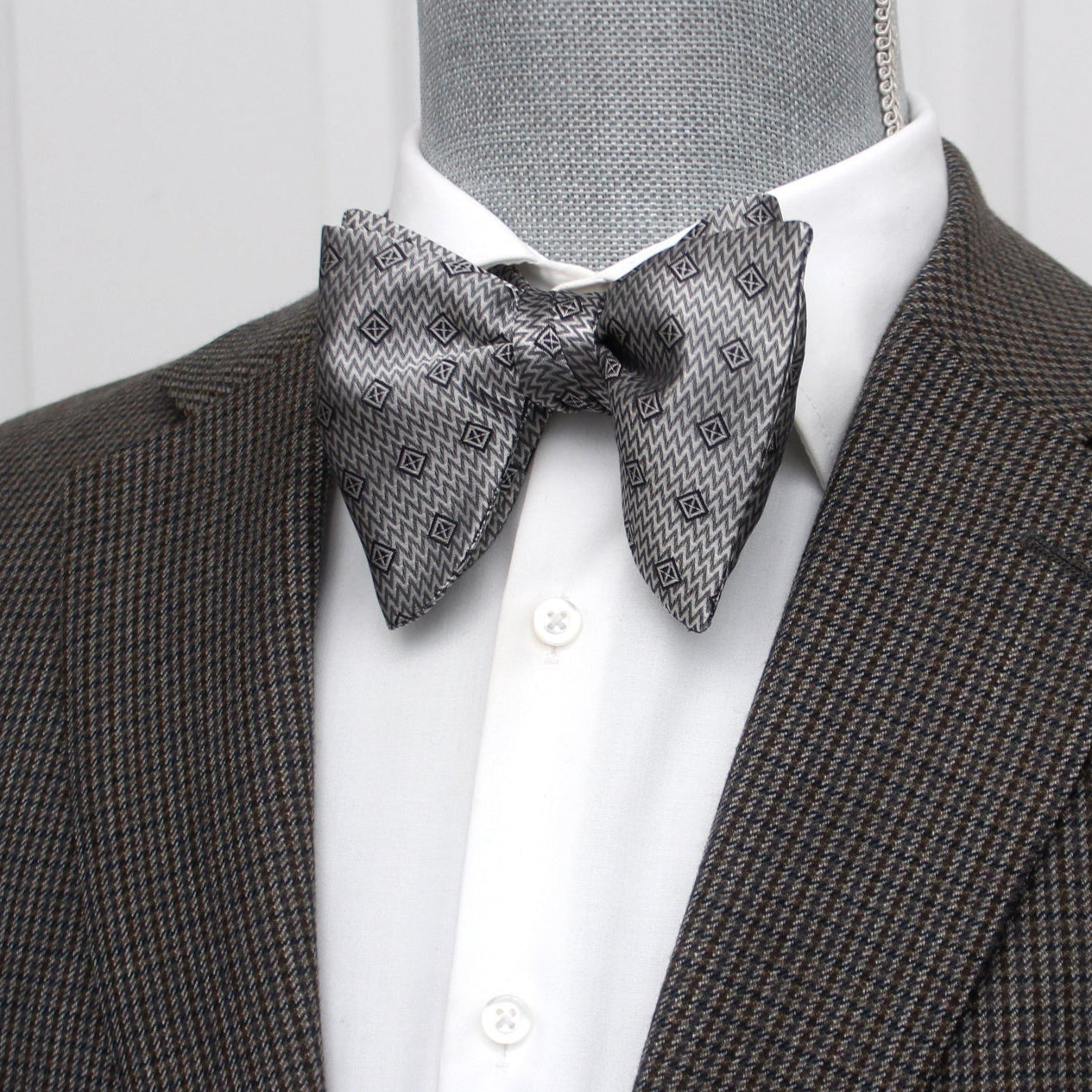 Grey Big Butterfly Silk Bow Tie Ornament
