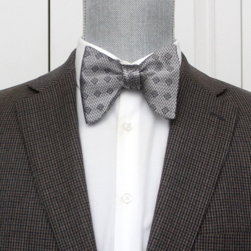 Grey Big Butterfly Silk Bow Tie Ornament