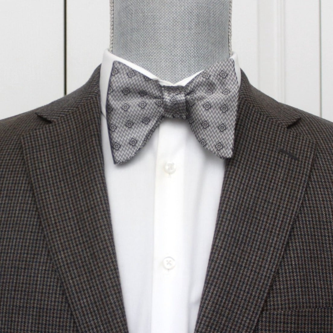 Grey Big Butterfly Silk Bow Tie Ornament
