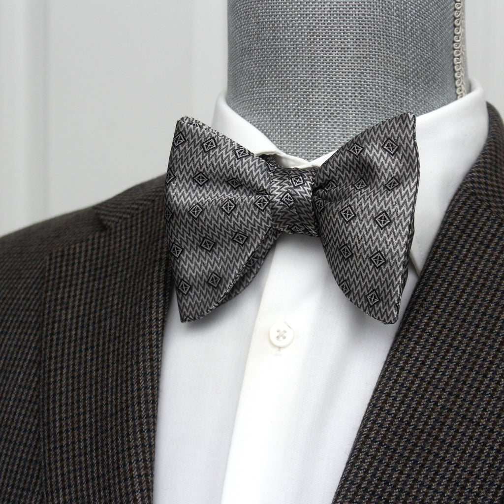 Grey Big Butterfly Silk Bow Tie Ornament