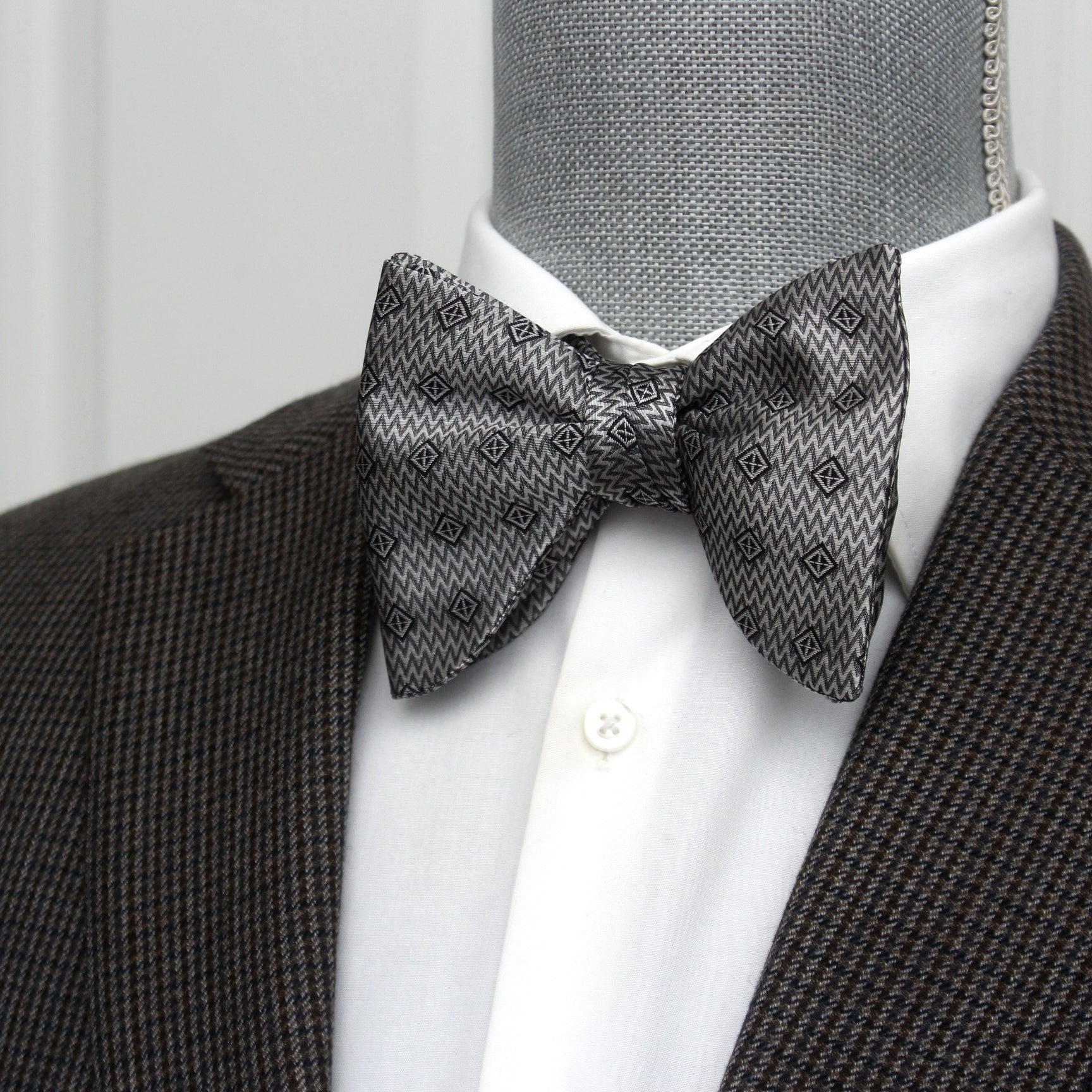 Grey Big Butterfly Silk Bow Tie Ornament