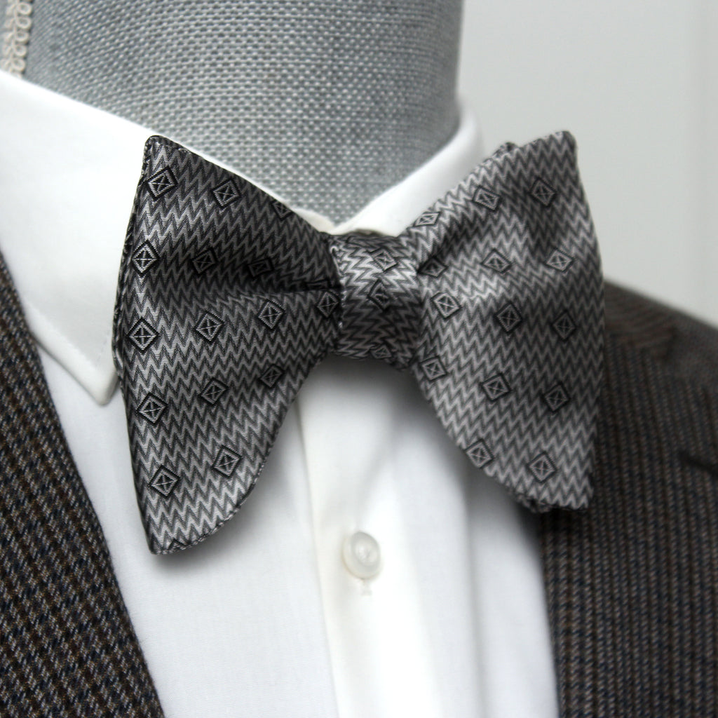 Grey Big Butterfly Silk Bow Tie Ornament