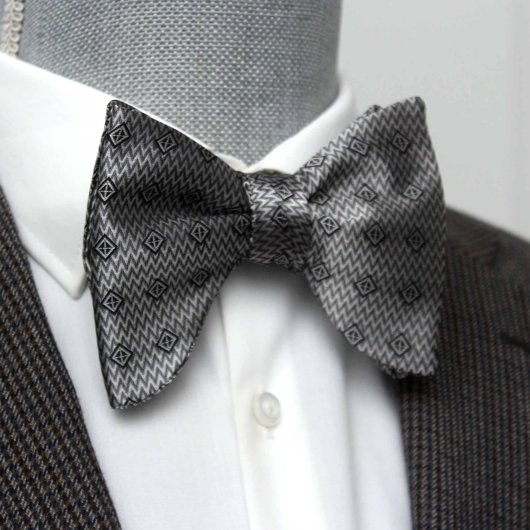 Grey Big Butterfly Silk Bow Tie Ornament