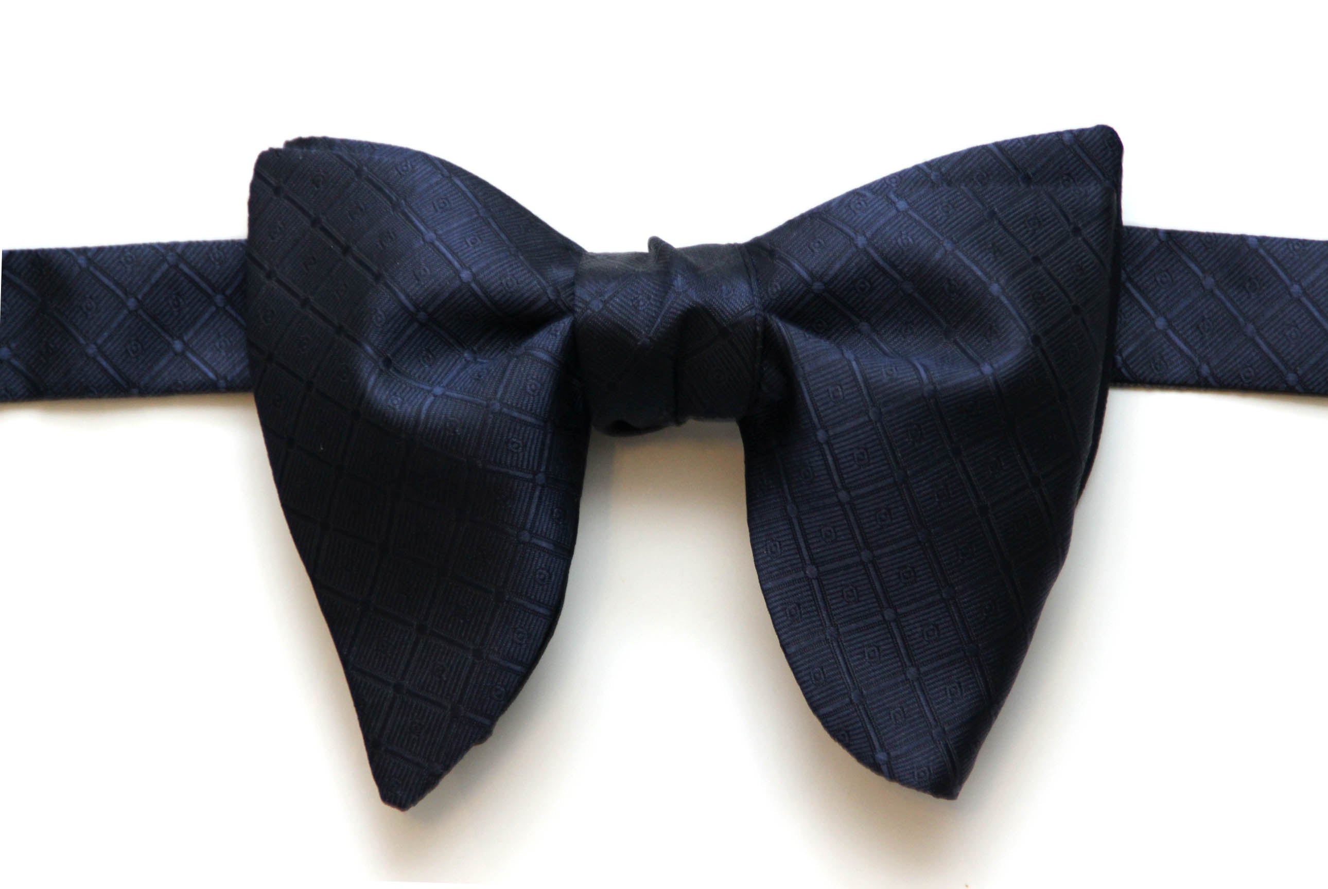 Navy Ornament Big Butterfly Silk Pre-tied Bow Tie
