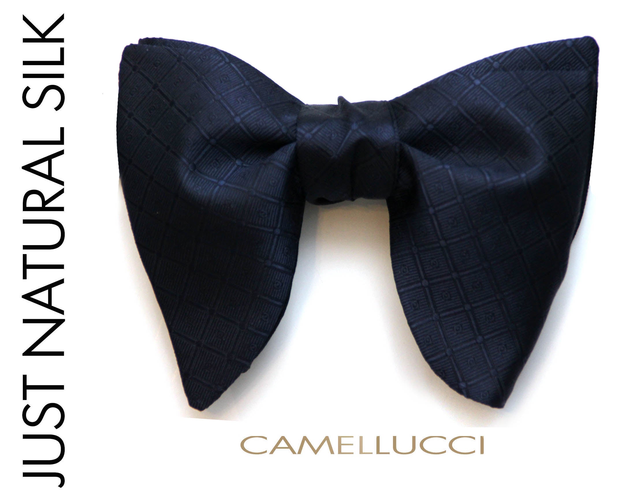 Navy Ornament Big Butterfly Silk Pre-tied Bow Tie