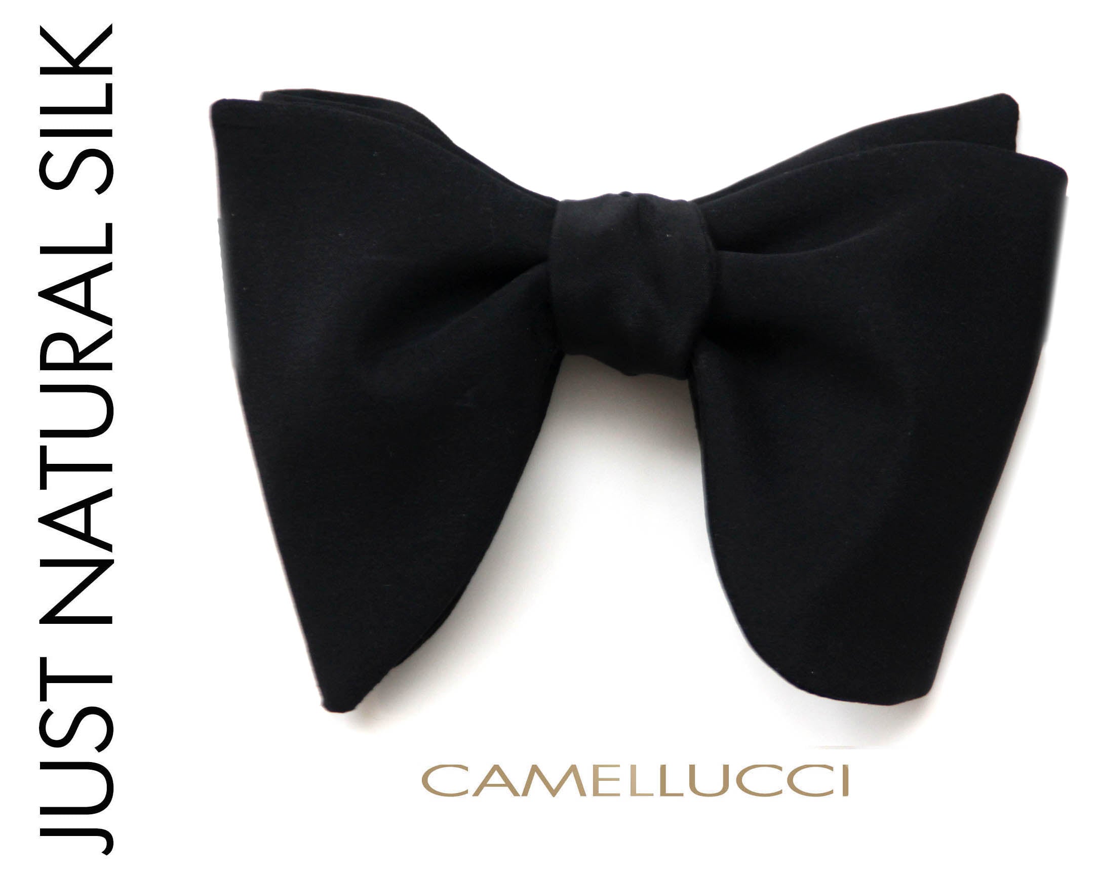 Big Butterfly Black Matted Silk Bow Tie Self-Tied