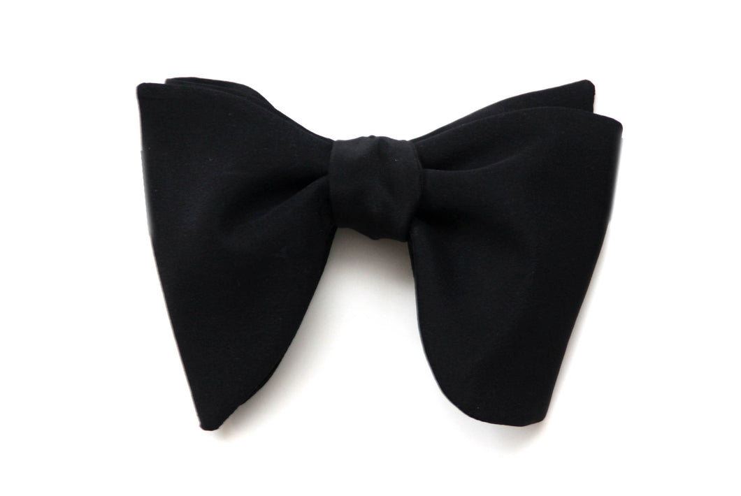 Big Butterfly in Black Matted Silk Bow Tie Sized Self Tie