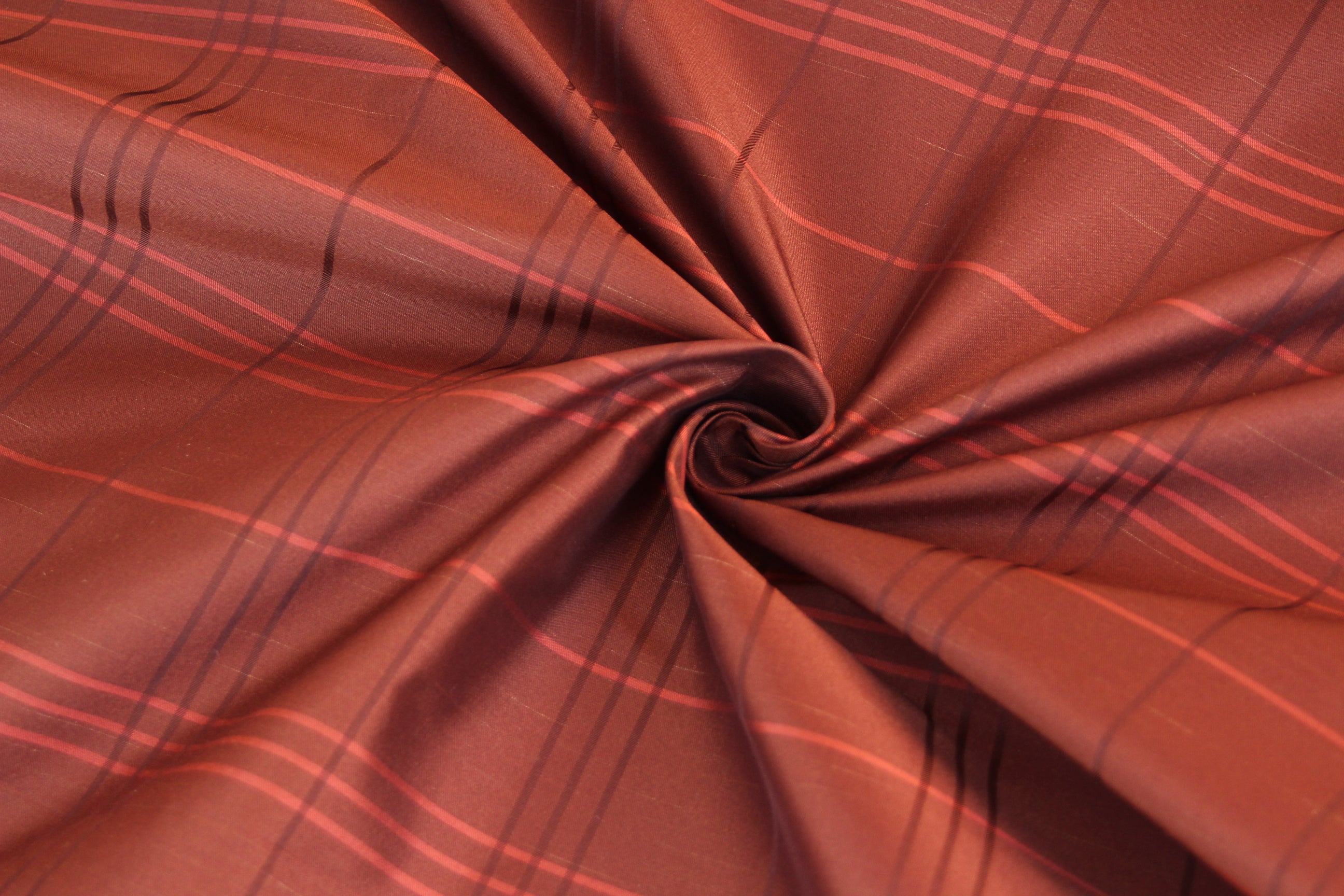 Brown Plaid Silk Fabric