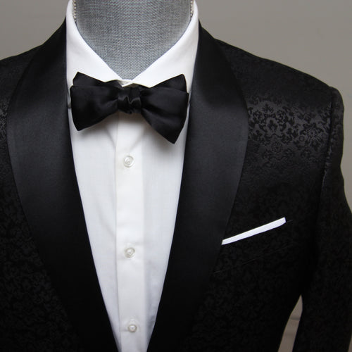 Black Straight Self-tied Bow Tie