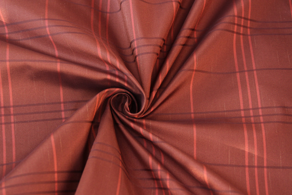 Brown Plaid Silk Fabric