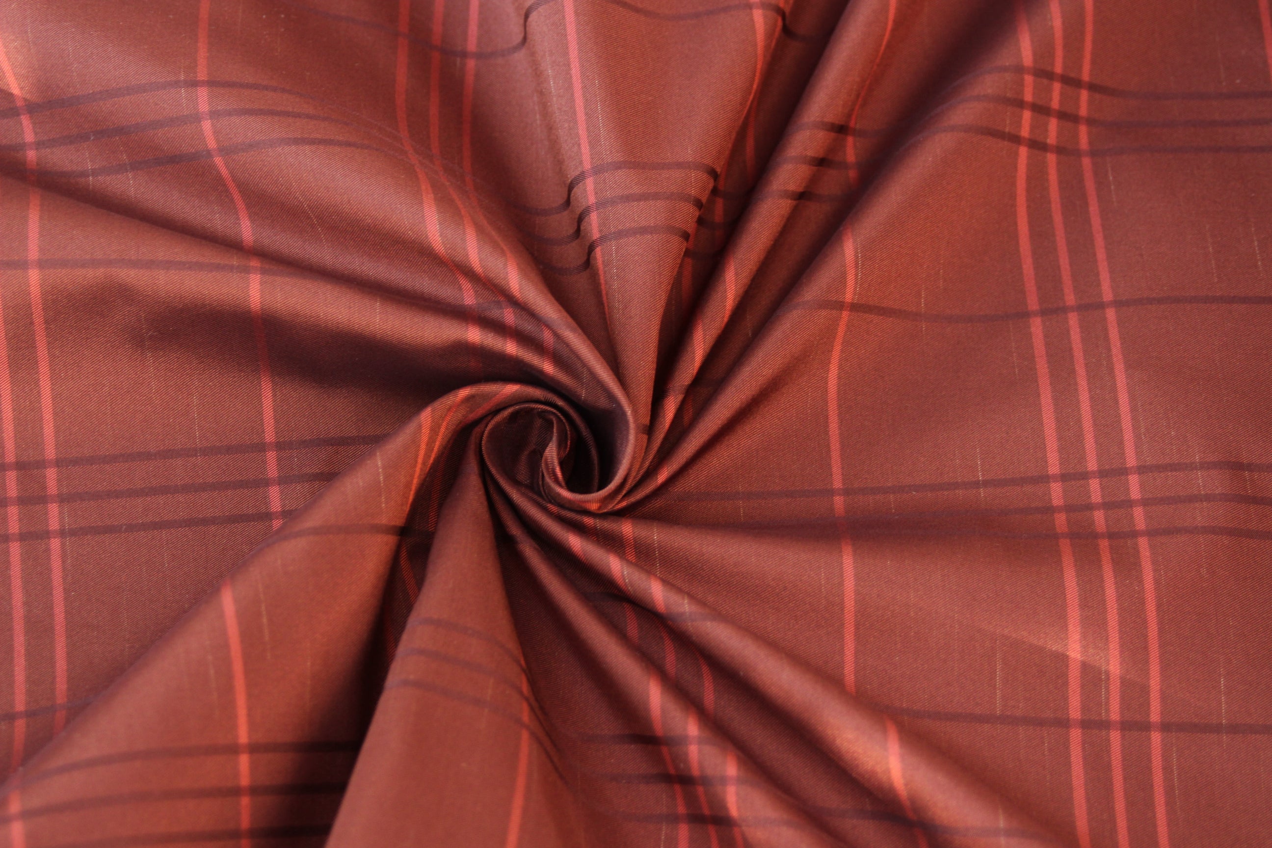 Brown Plaid Silk Fabric