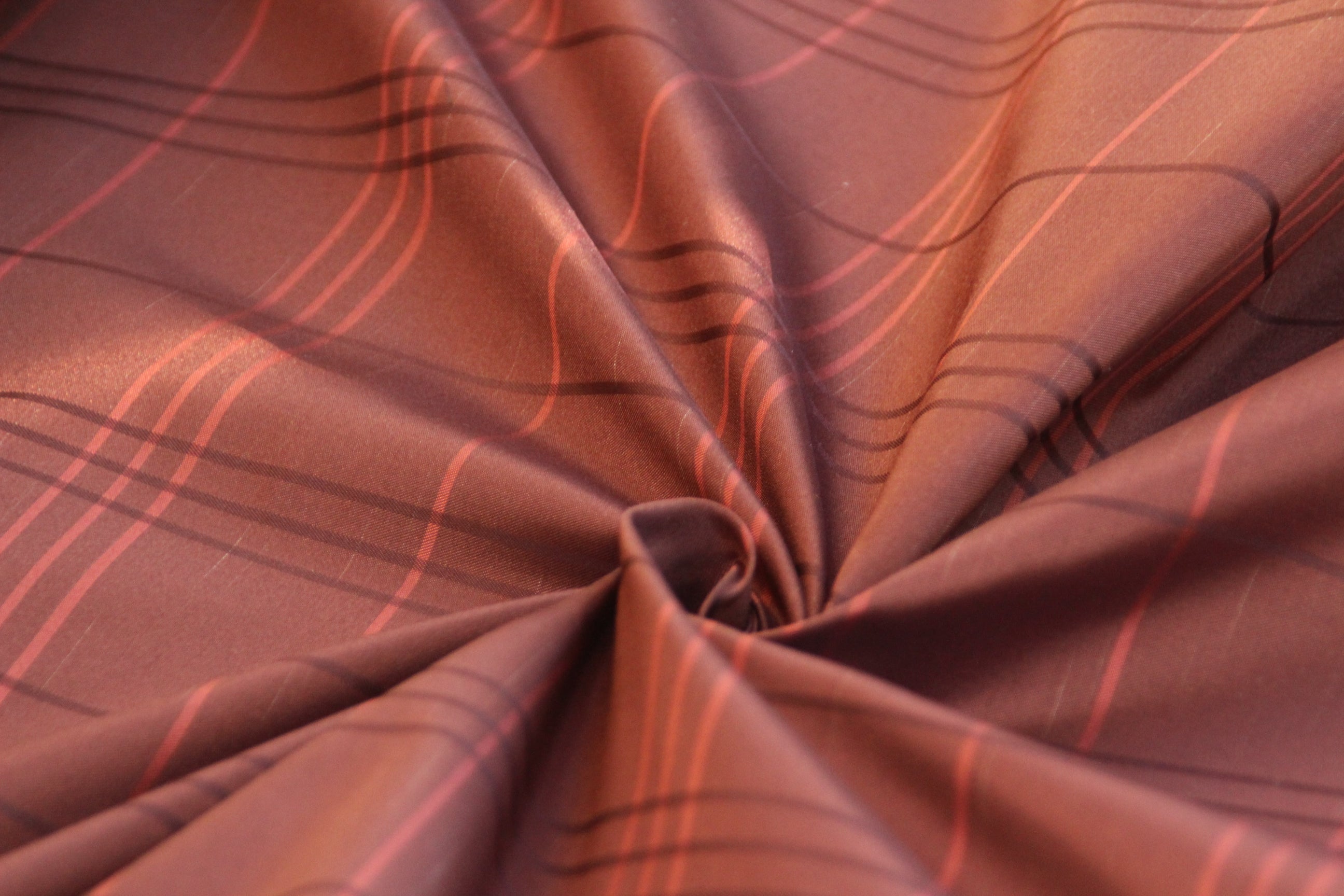 Brown Plaid Silk Fabric