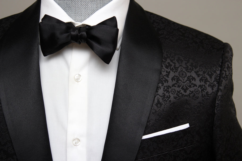 Black Straight Self-tied Bow Tie