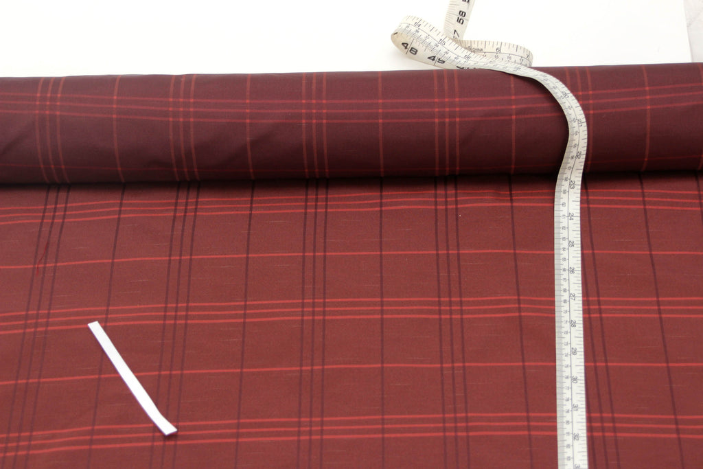 Brown Plaid Silk Fabric