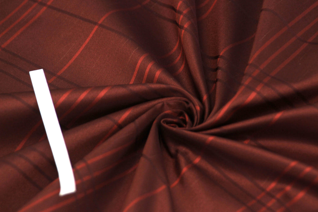 Brown Plaid Silk Fabric