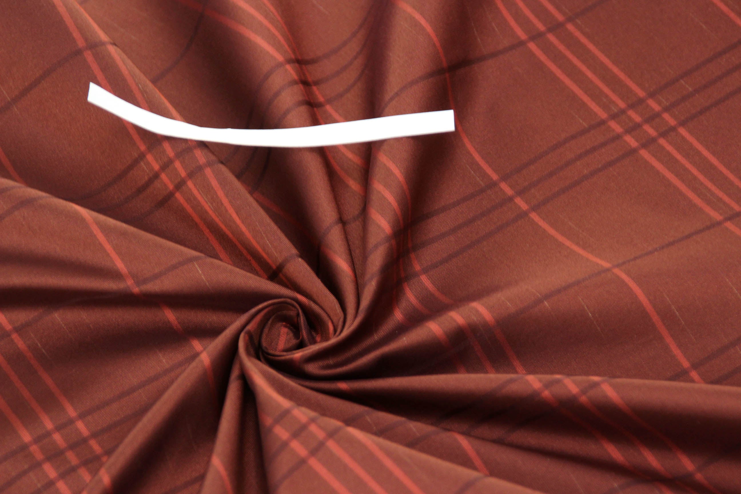 Brown Plaid Silk Fabric