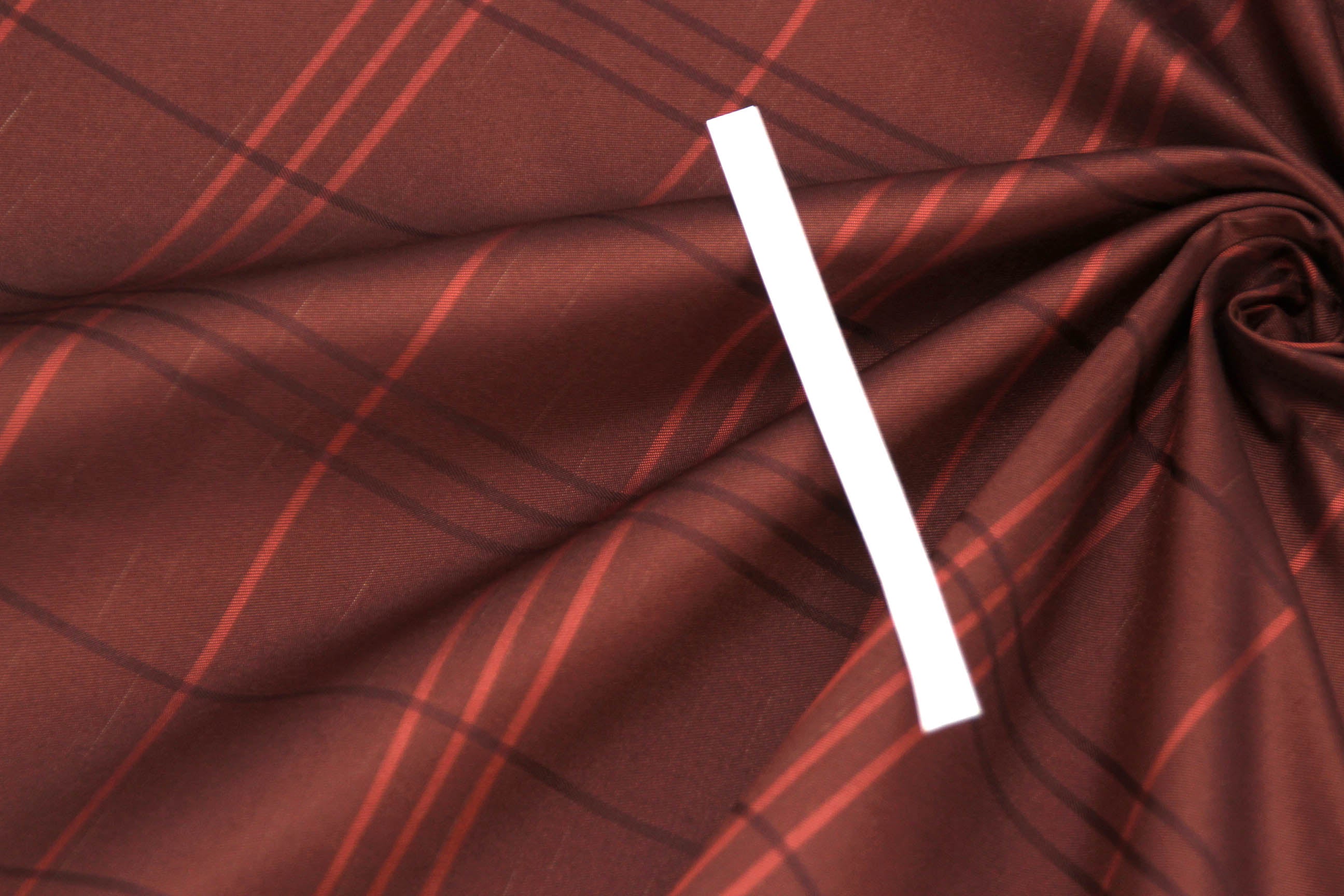 Brown Plaid Silk Fabric