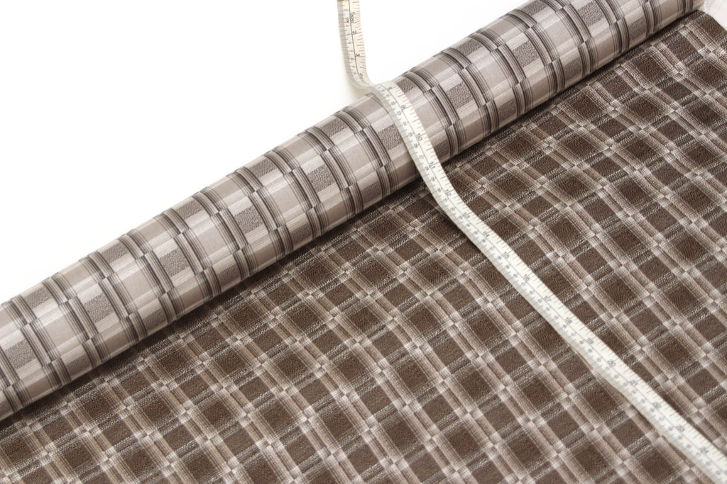 Grey Plaid Silk Fabric