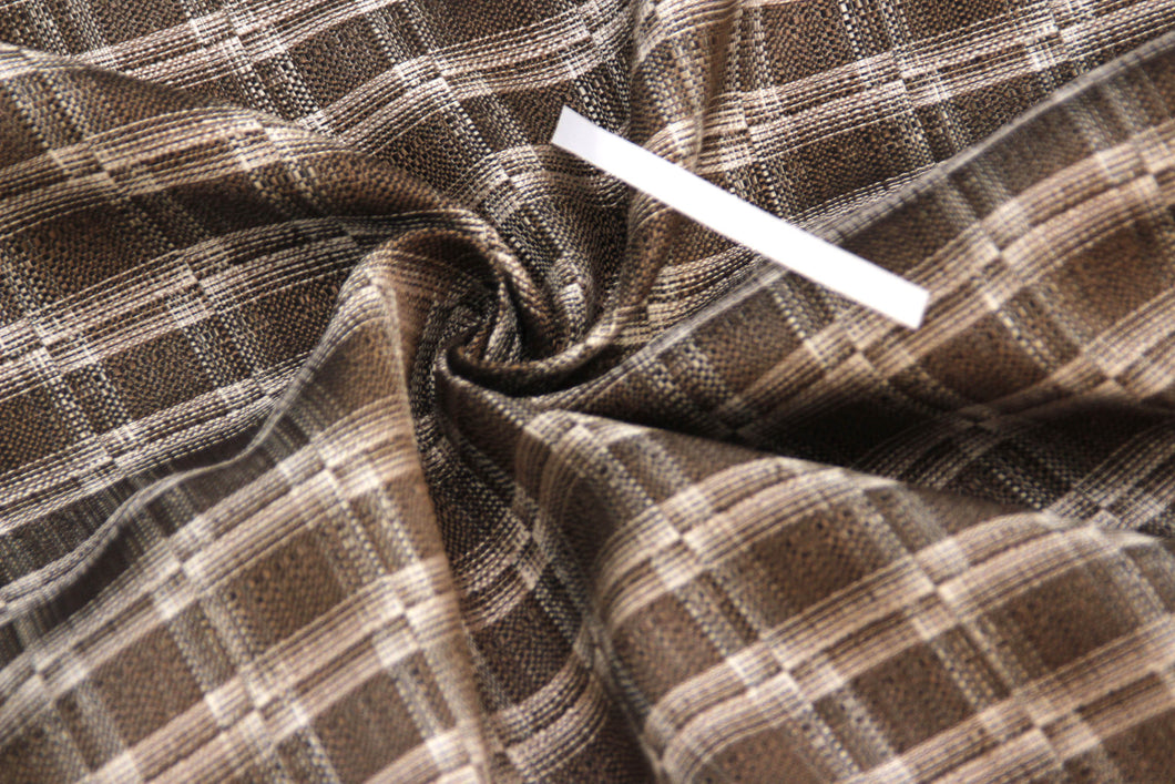 Grey Plaid Silk Fabric