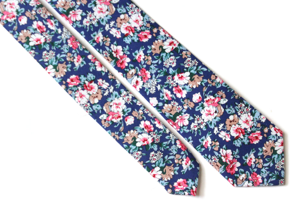 Blue Floral Necktie