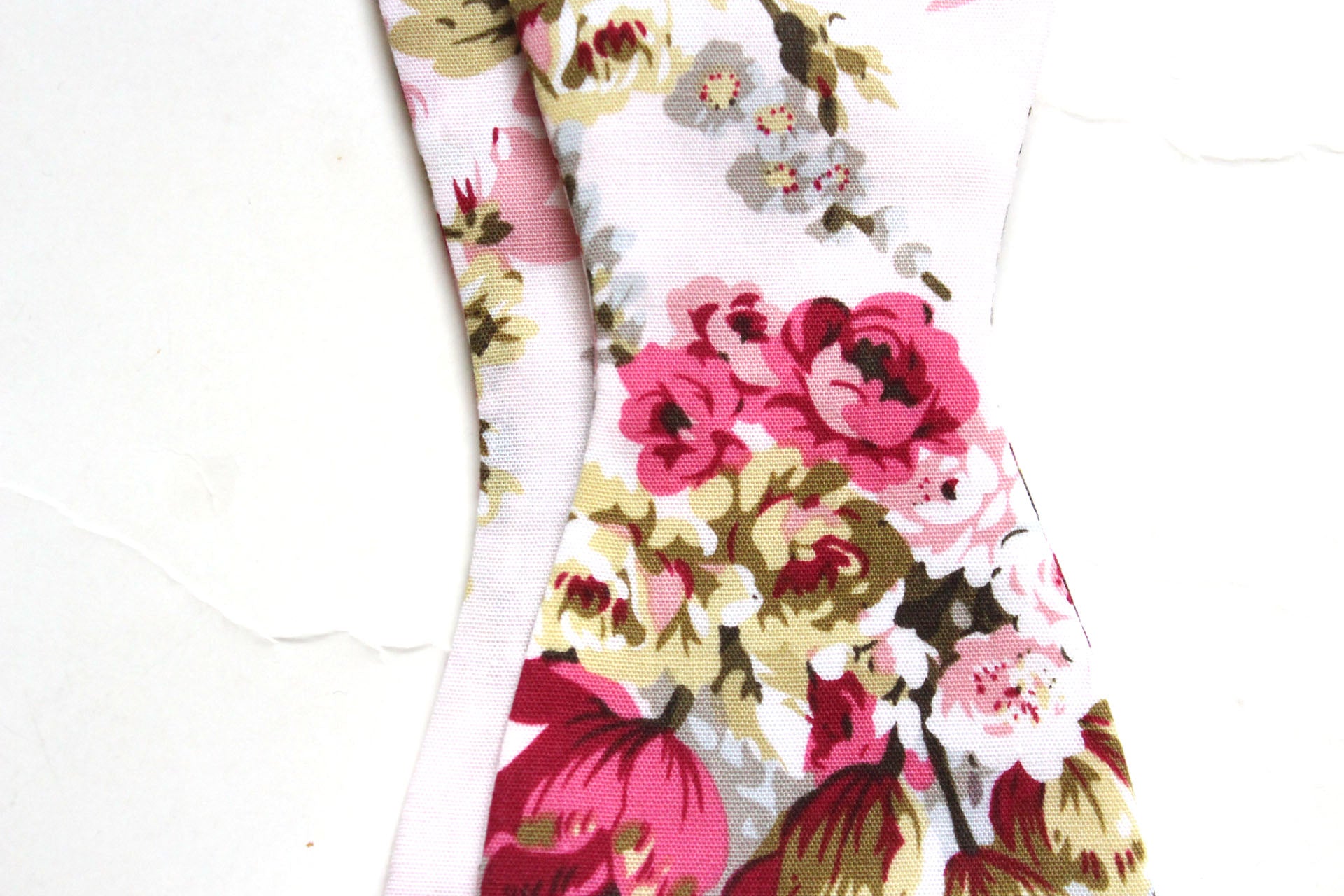 Pink White Floral Self-Tie Bow Tie