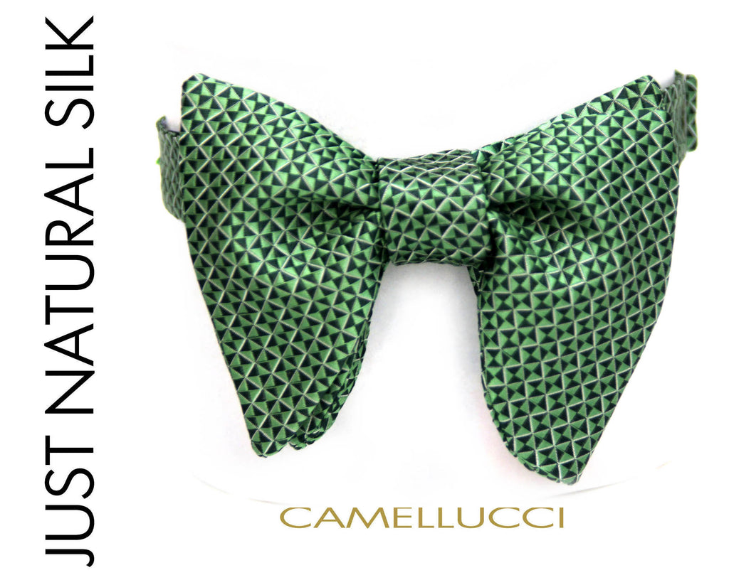 Green Ornament Large Silk Bow Tie
