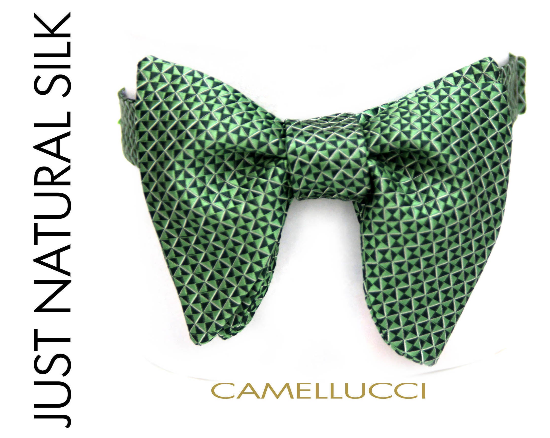 Green Ornament Large Silk Bow Tie
