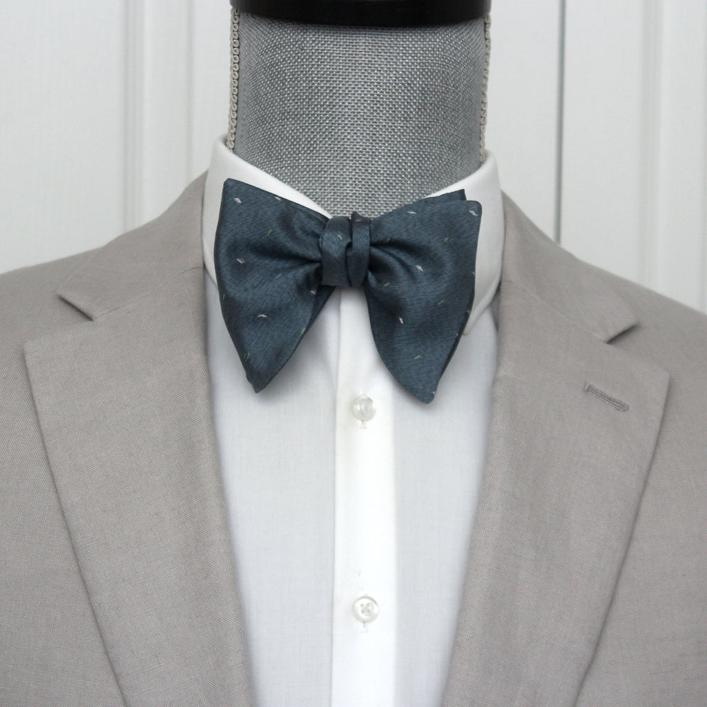Big Butterfly Dusty Blue Silk Bow Tie