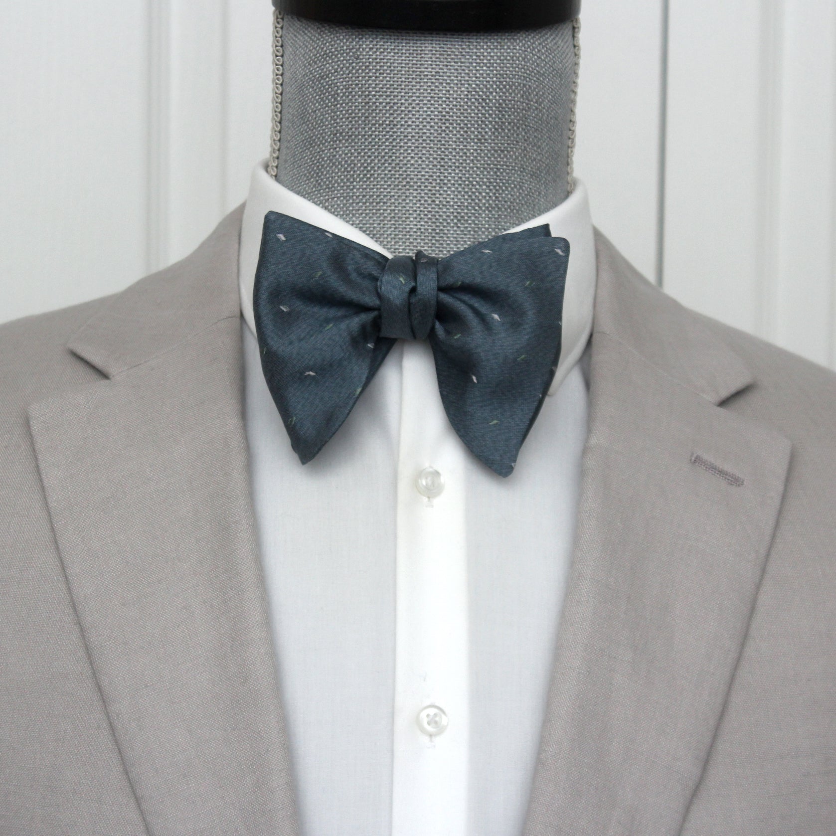 Big Butterfly Dusty Blue Silk Bow Tie