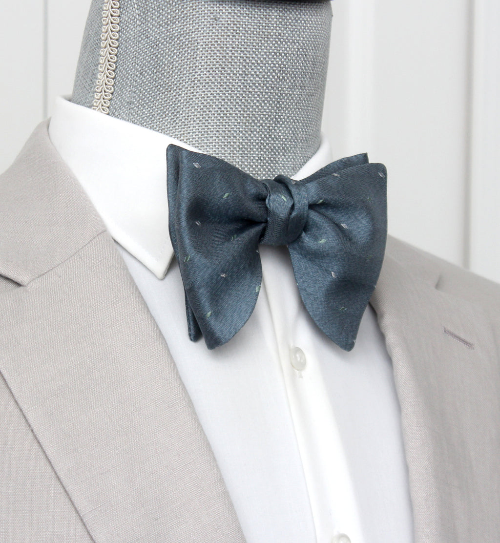 Big Butterfly Dusty Blue Silk Bow Tie