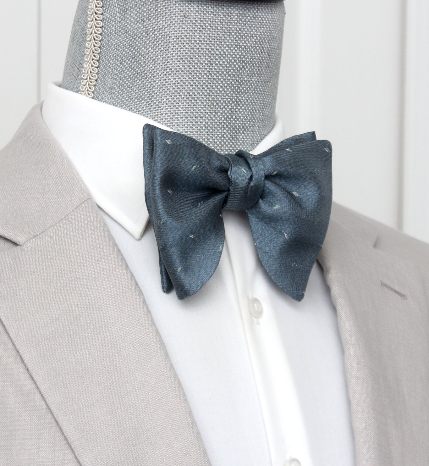 Big Butterfly Dusty Blue Silk Bow Tie