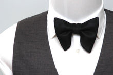Load image into Gallery viewer, Butterfly Bow tie in Black Textured Silk Bow Tie
