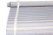 Load image into Gallery viewer, Dusty Blue Grey Stripe Silk Fabric
