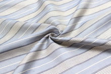 Load image into Gallery viewer, Dusty Blue Grey Stripe Silk Fabric
