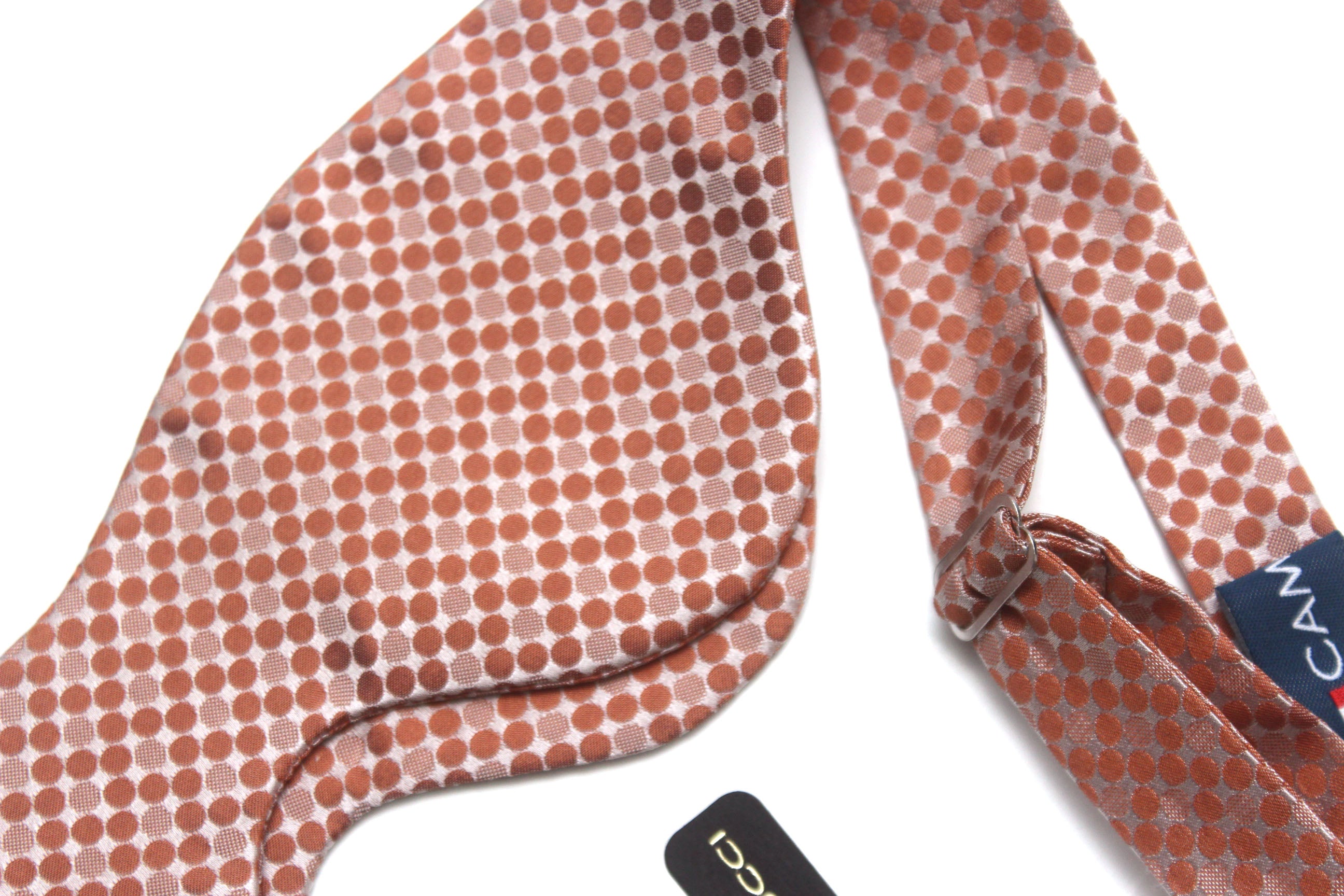 Big Butterfly in Peach Polka Dot Silk Self tied Bow Tie