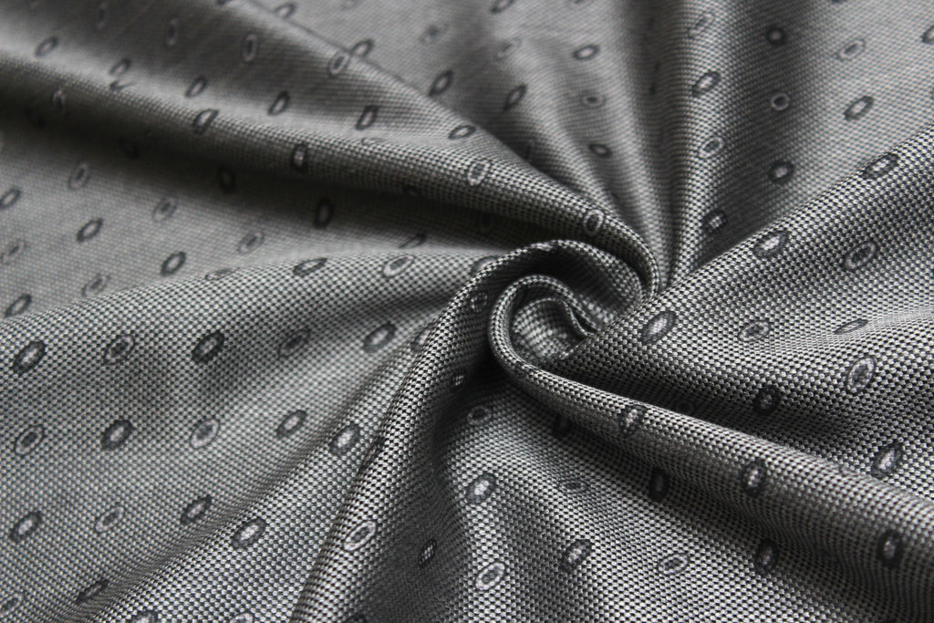 Grey Ornament Silk Fabric