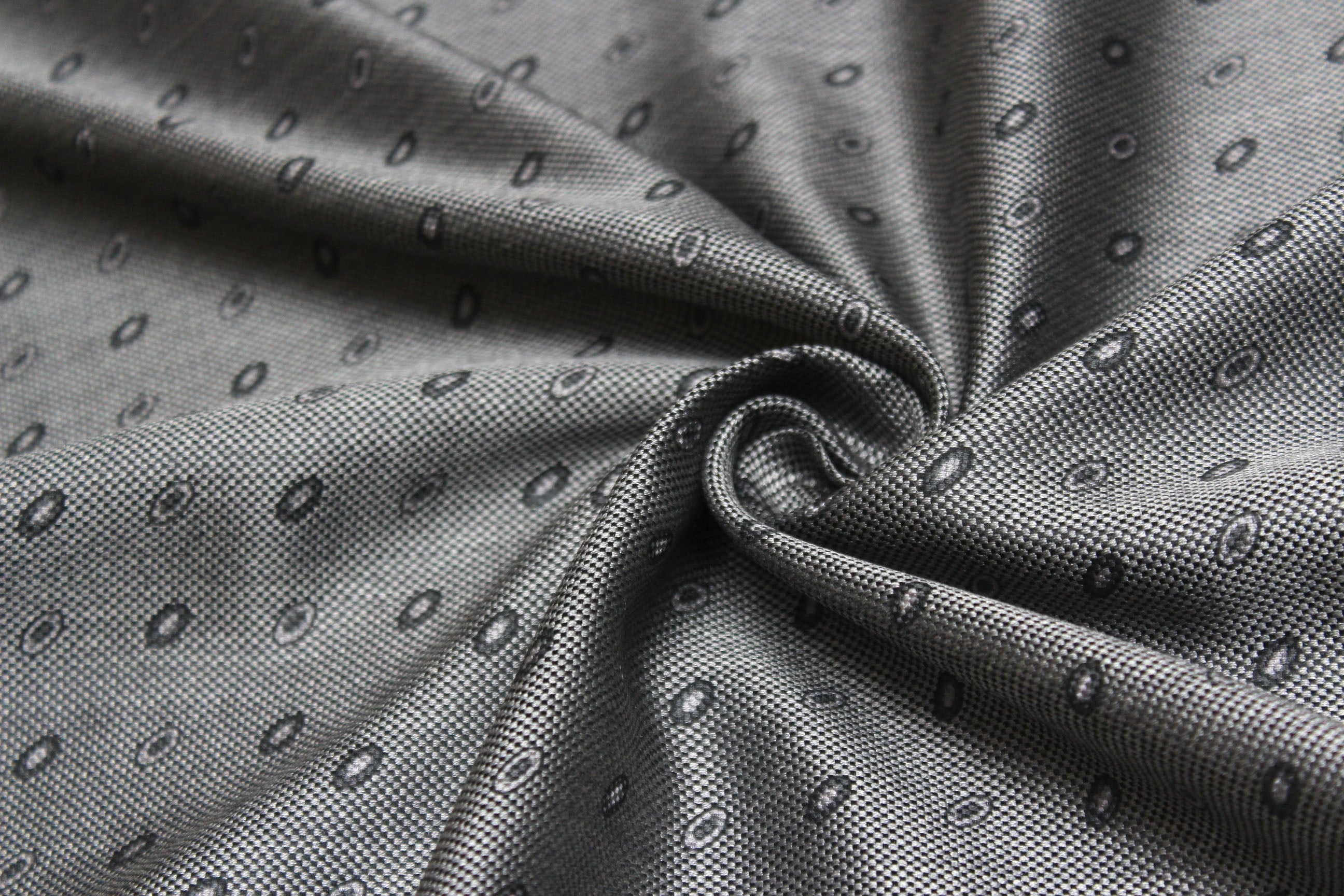 Grey Ornament Silk Fabric