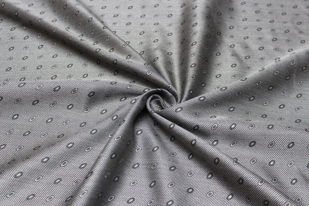 Grey Ornament Silk Fabric