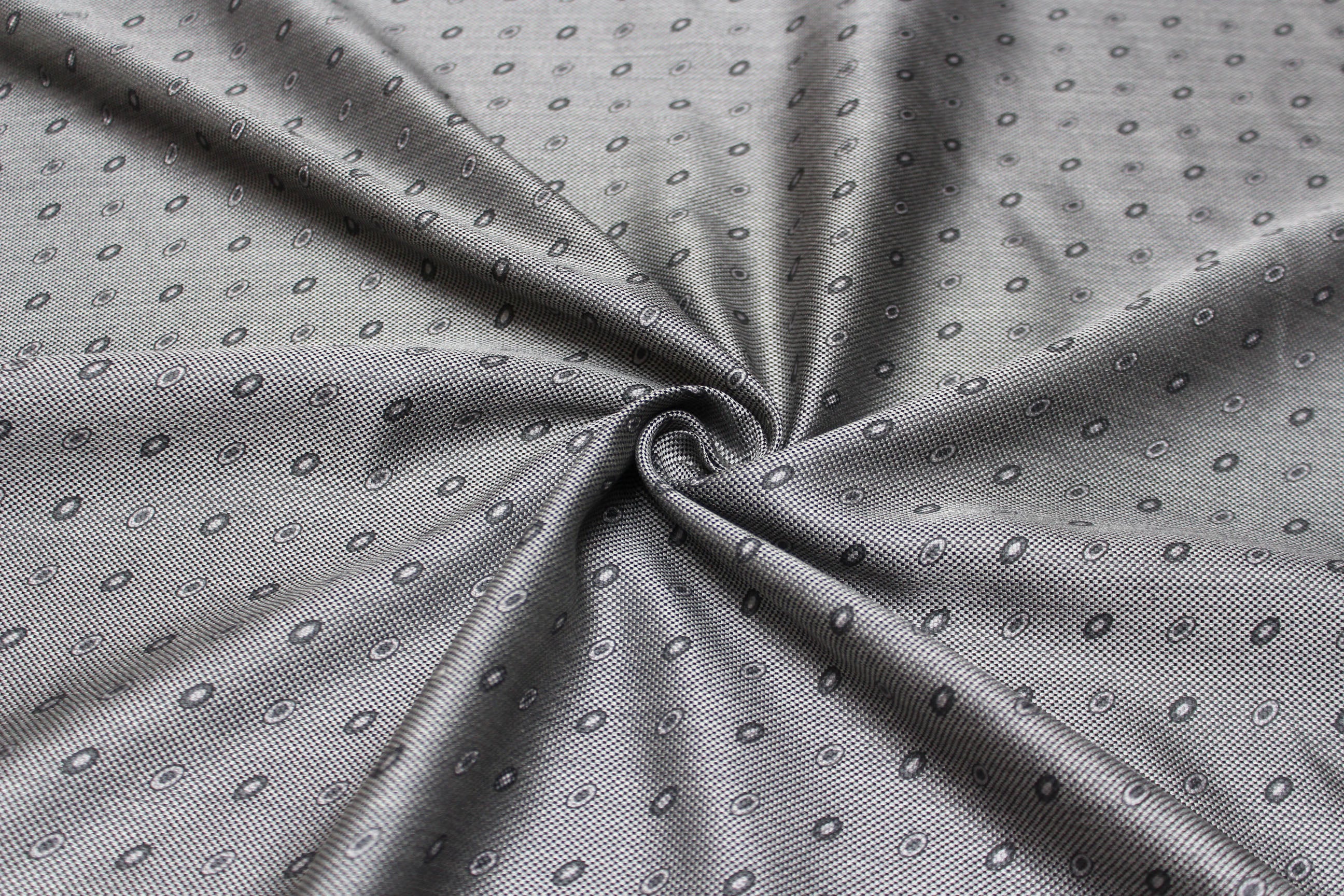 Grey Ornament Silk Fabric
