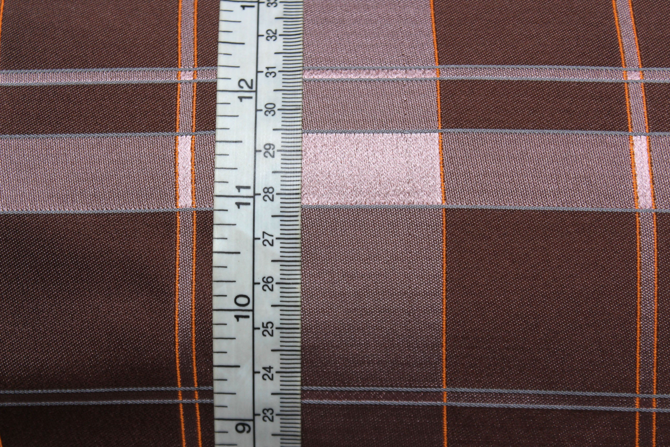 Dusty Rose Brown and Orange Plaid Silk Fabric