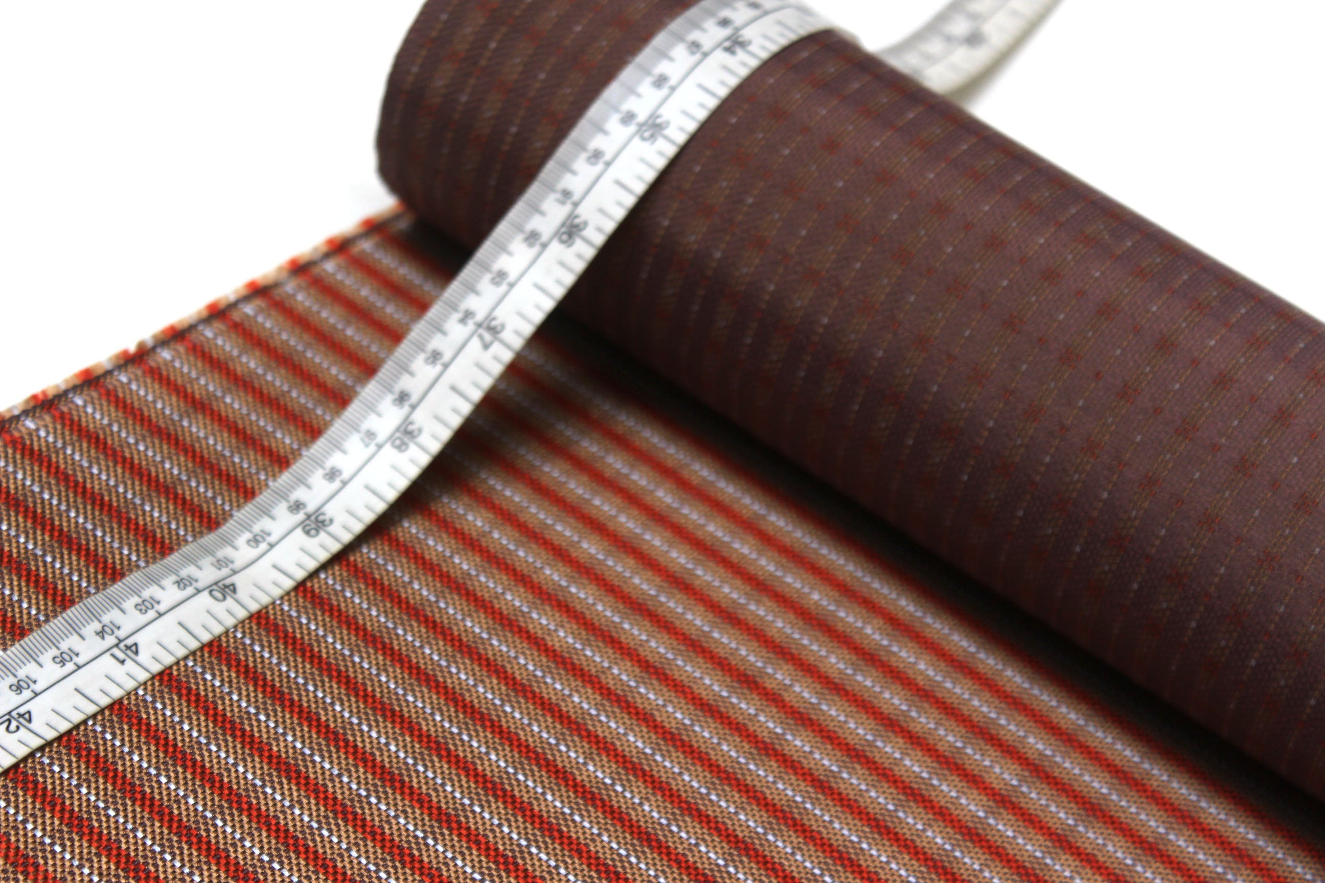 Brown Red Grey Plaid Silk Fabric