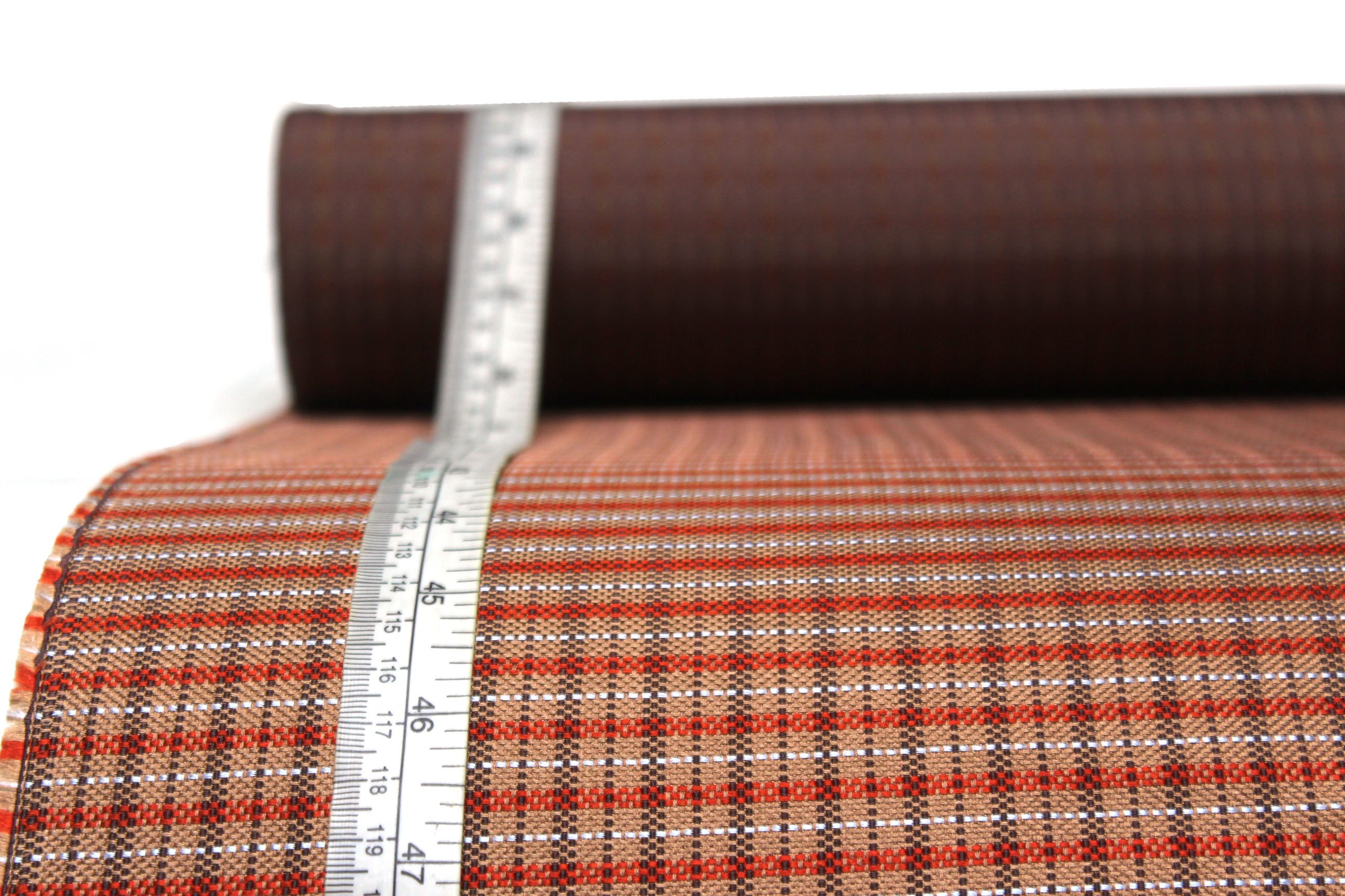 Brown Red Grey Plaid Silk Fabric