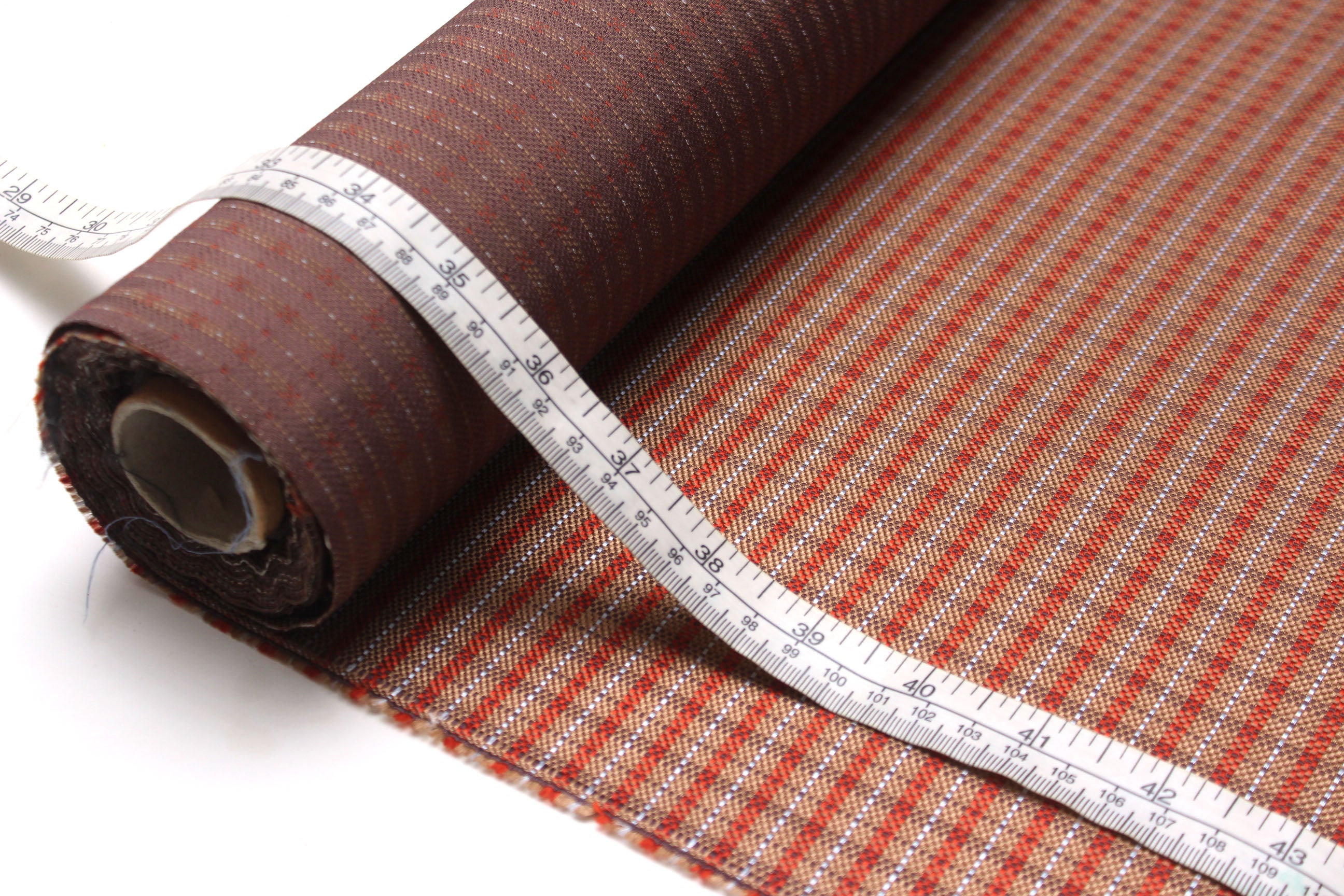 Brown Red Grey Plaid Silk Fabric