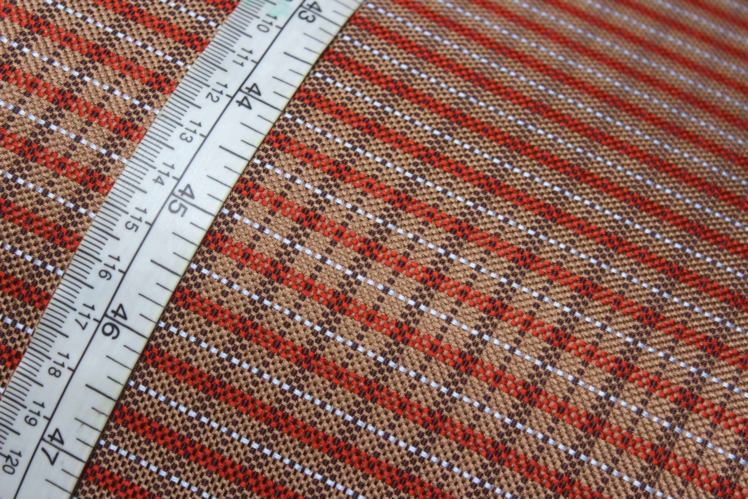 Brown Red Grey Plaid Silk Fabric
