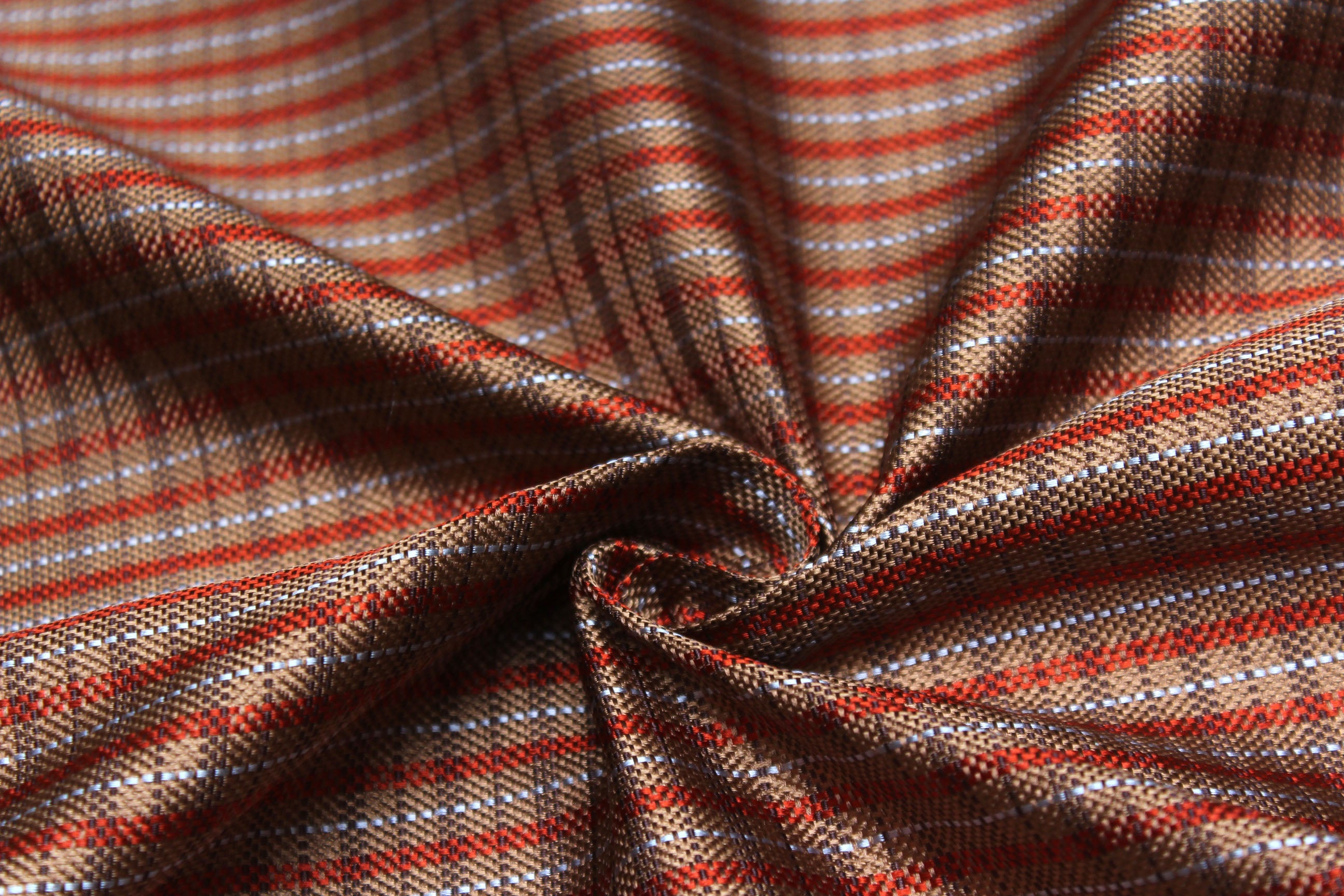 Brown Red Grey Plaid Silk Fabric
