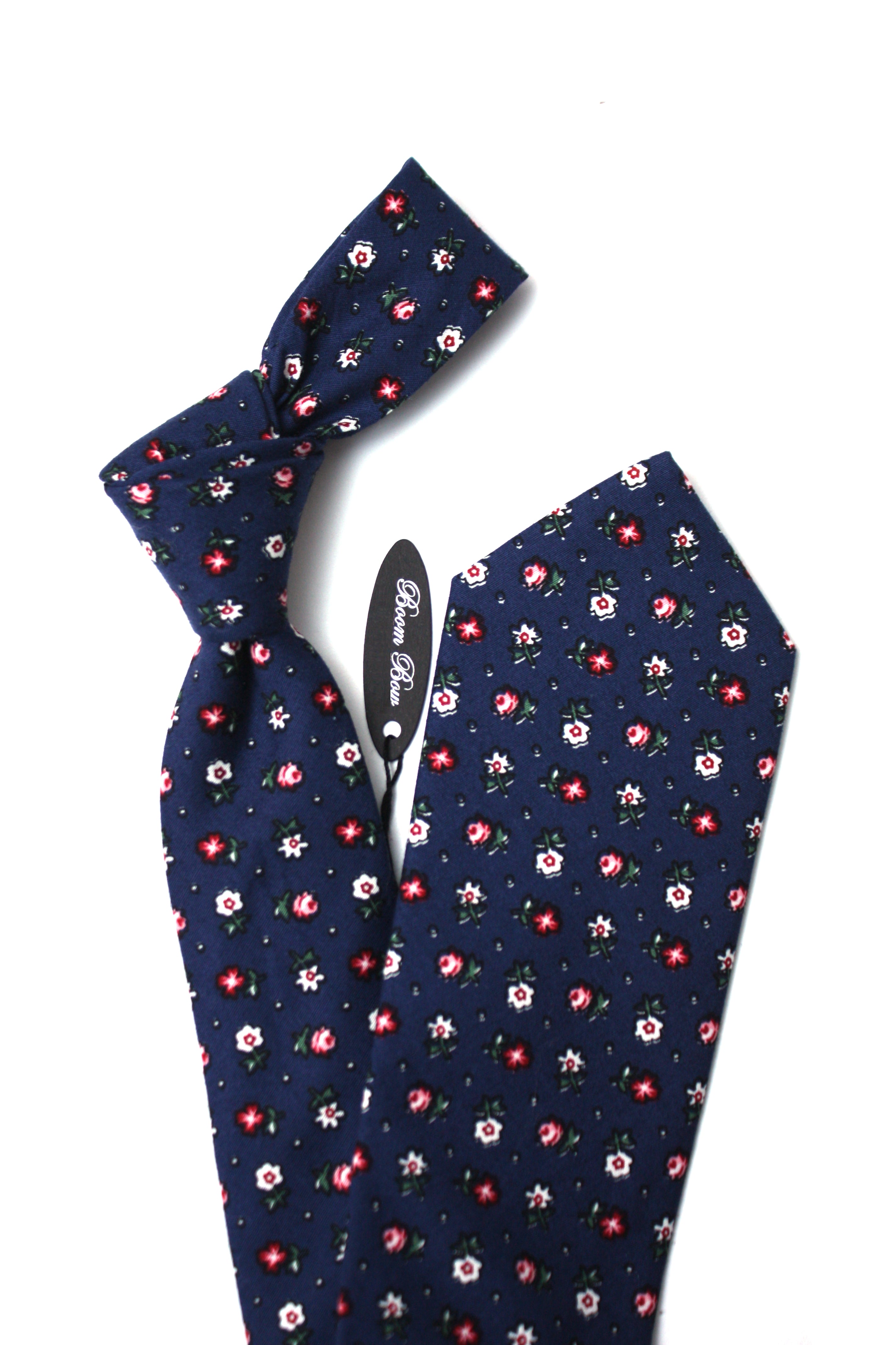 Navy Floral Necktie 2.7"