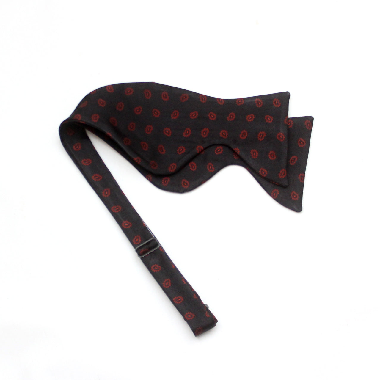 Red Paisley on Black Big Butterfly Silk Bow Tie
