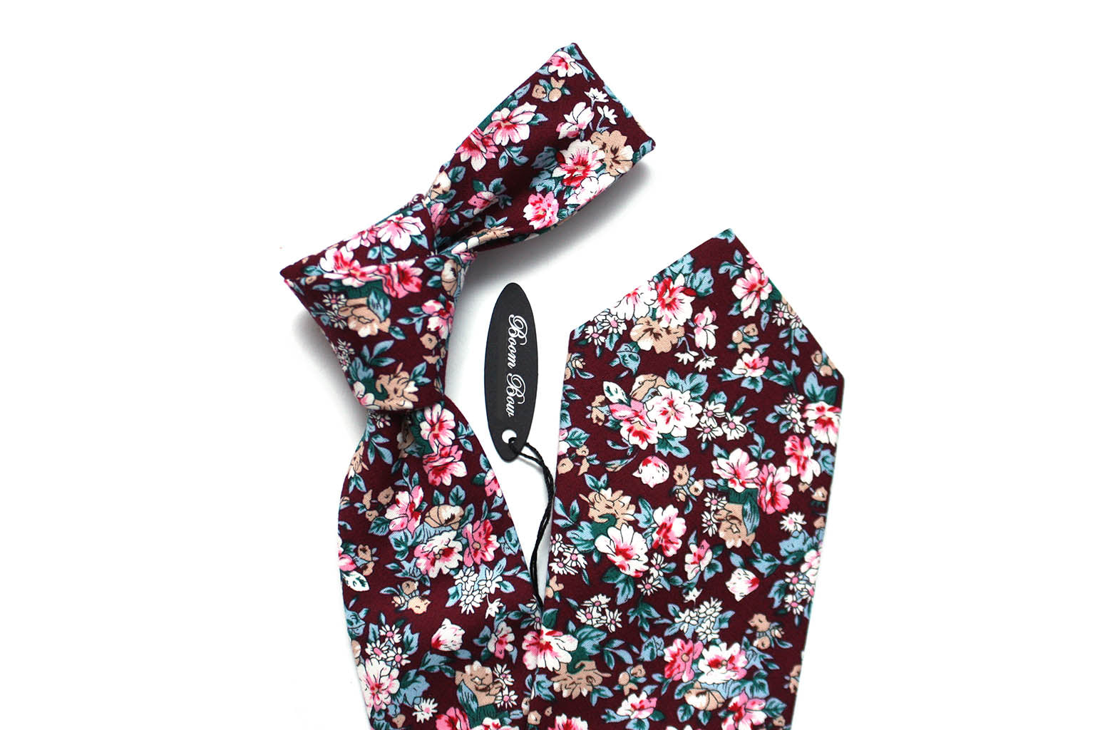 Maroon Flower Necktie