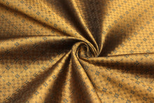 Load image into Gallery viewer, Dark Mustard and Green Ornament Silk Fabric
